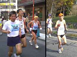 4km辺りの山岸、中川 14km辺りの岡田さん
